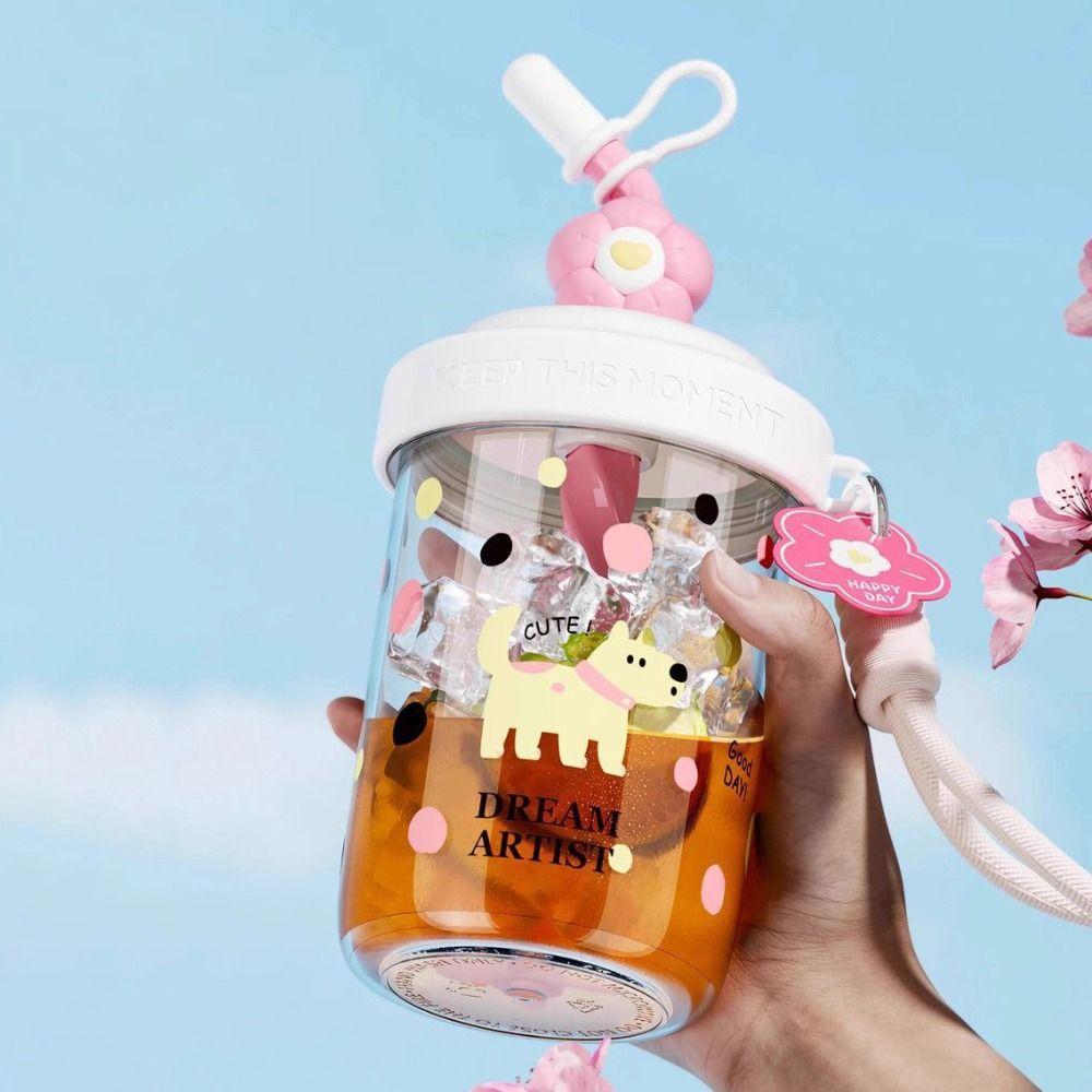 Staubkappe Wasserflasche Hohe Kapazität Strohflasche Anti-Tropf Teekessel Kinder