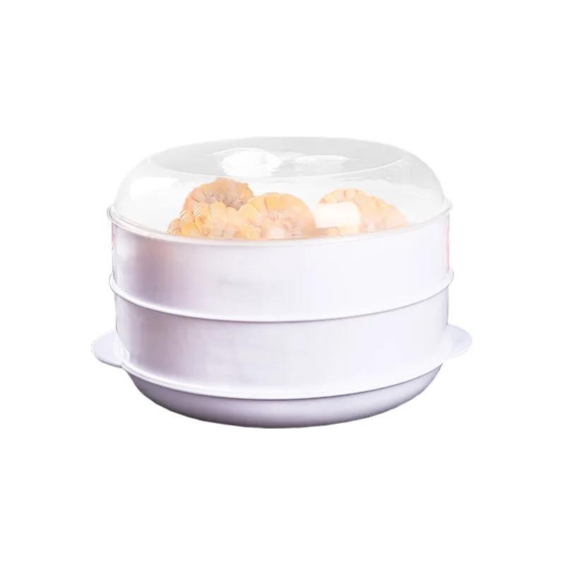 Microwave Steamer Container for Dumplings and Rice Specialized Food Cooking Gadget Kitchen Plastic Tool Heat Steamed Bun Utensil
