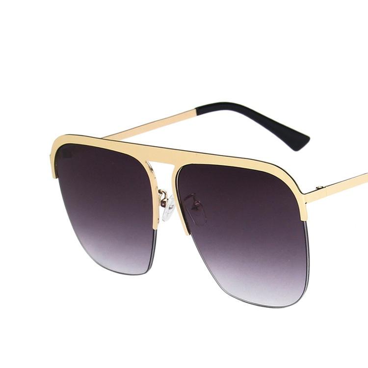 Gradient Colour Single Beam Retro Metal Half Frame Sunglasses Outdoor Travel Beach Picnic Sunglasses Women'S Daily Accessories