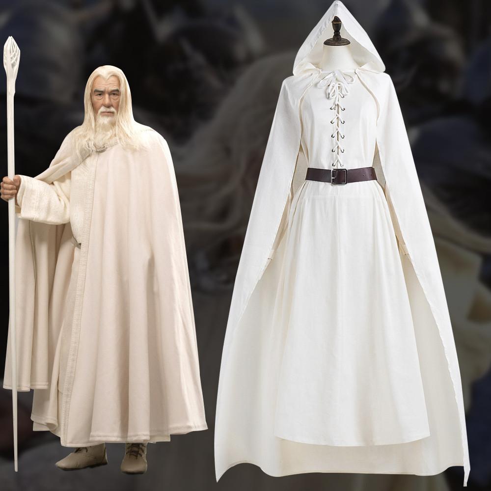 Stupendo Set Costume Cosplay di Gandalf per Halloween con Mantello e Tuniche Unisex