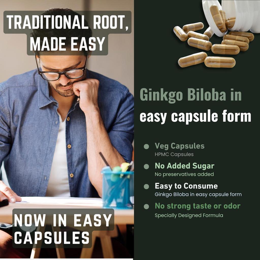 Heroot Estratto di Ginkgo Biloba Capsule da 120mg – Senza Glutine e Non OGM | 60 Capsule