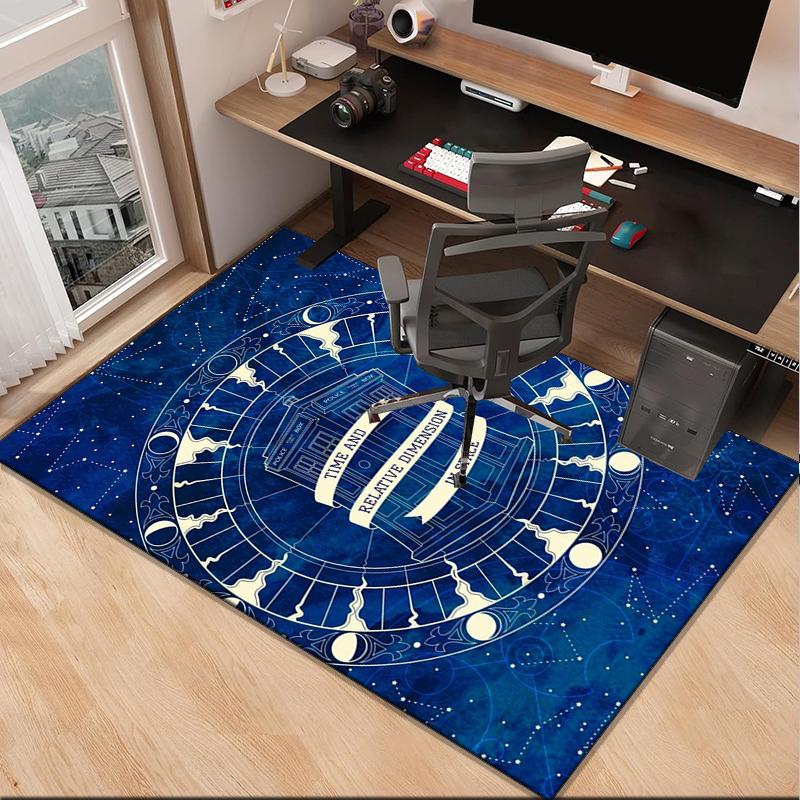 Tardis In Starry Night Office Rug Chair Mat, Game Carpet, Suitable for Front Door, Bedroom, Living Room, Desk, Holiday Gift