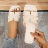 Women Solid Sandals 2025 New Lightweight Square Open Toe Slip on Shoes Casual Beach Flat Slippers Women Slides Women