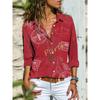 Autumn Women Clothes Vintage Punk Print Oversized Blouses Loose Fashion Cardigan Button Turn-down Collar Harajuku Shirt Top