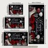 2D Black Silver Birthday Backdrop Red Rose High Heels Photo Booth Background Banner