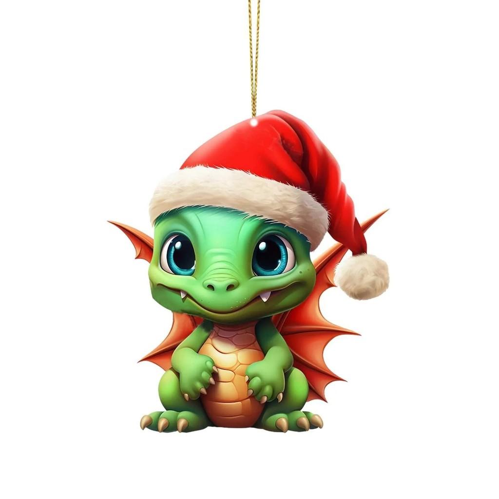 Charming Cartoon Christmas Dragon Car Decor Bright Festive Hanging Ornament Homes For