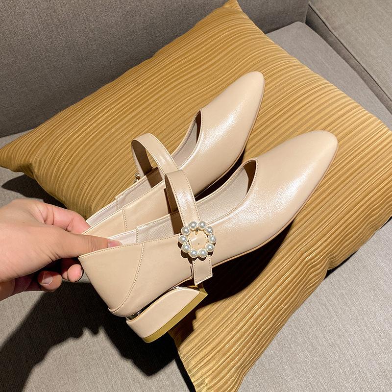 Pantofi cu cataramă de perle Pantofi Mary Jane de vară Pantofi individuali Huizhou pentru femei Pantofi retro casual pentru femei Little Fairy