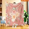 1pc 2D Flat Printing Spring And Summer New Arrival Powder Orange Floral Theme Digital Print Blanket, All-Season Use, Casual Throw, 100% Polyester Fibe