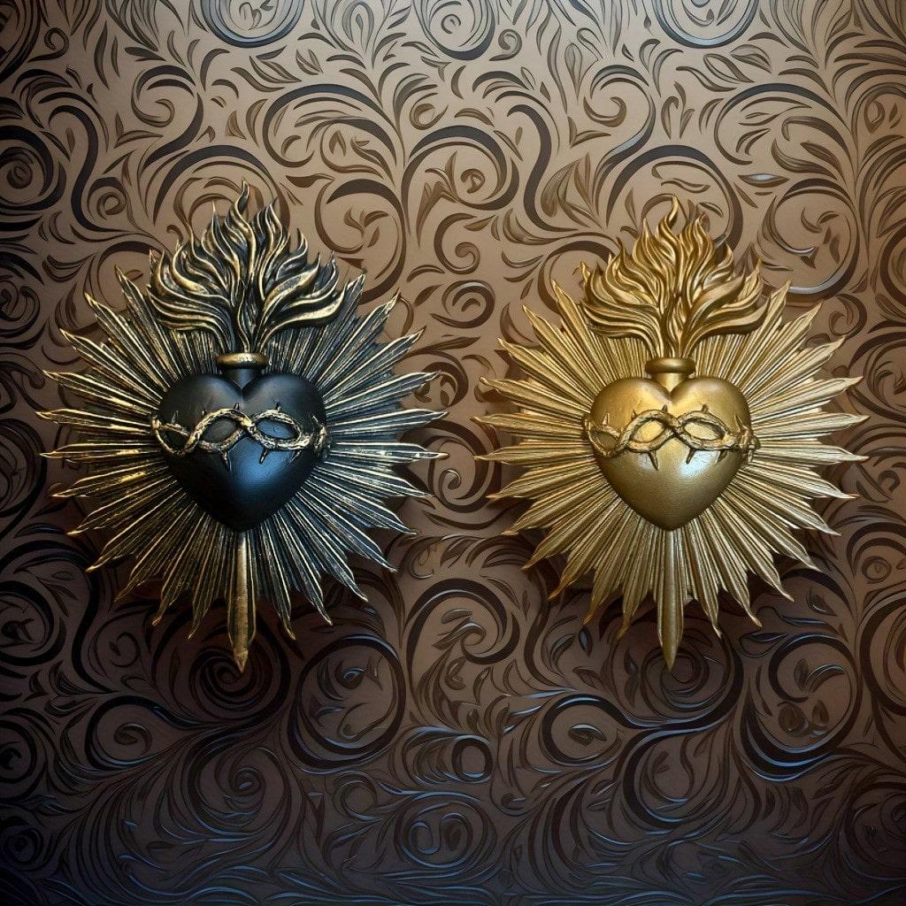 Gothic Sacred Heart Wall Hanging Religious Home Resin Statue Decorative Pendant, Suitable for Churches, Christmas, Weddings