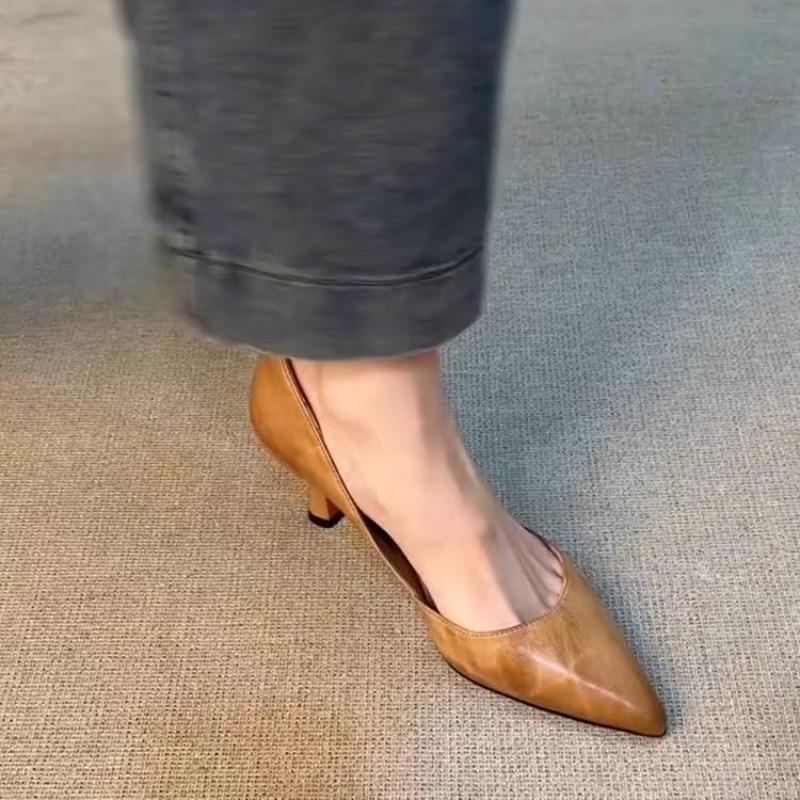 Beautiful~ retro style pointed high heels women's new versatile one-pedal stiletto temperament shallow single shoes
