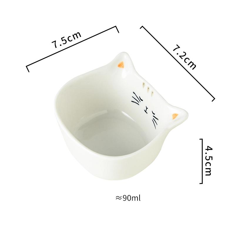 2 Pezzi Mini Ciotole per Salse a Forma di Gatto in Ceramica – Carine Ciotoline da Dessert e per Salse da 90 ml per Cucina o Feste