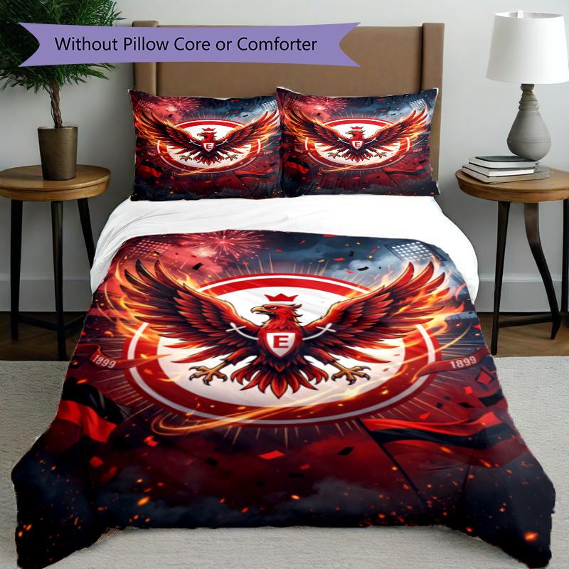 3pcs Duvet Cover Set (1*Duvet Cover + 2*Pillowcase, Without Core), Eintracht Frankfurt Print Bedding Set, Bedroom Decor, All‑Season, Gift