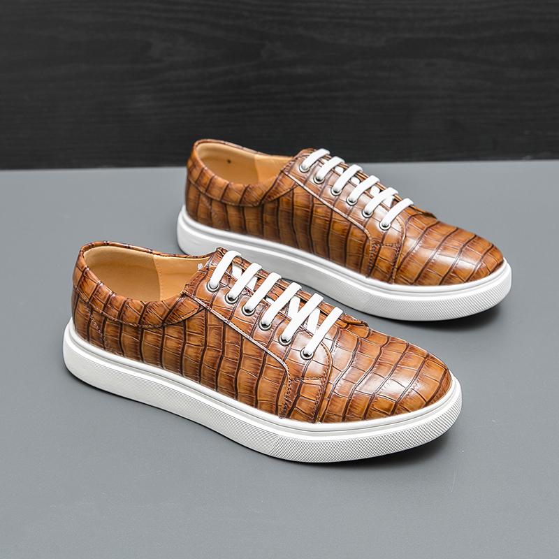 Spring New Luxury Brand Mens Shoes Leather High Quality Oxford Shoes Lace-up Leather Designer White Sole Casual Shoes Footwear