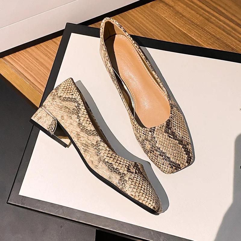 New Women Shoes Fashion Pumps Yellow Snakeskin Print Casual High Heels Shoes Sexy Party Dress Shoes