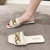 Fashion New Chain Women Slippers Summer Slippers Low Heel Women's Sandals Indoor Bathroom Outdoor Walk Fashion Show Plus Size 35-42
