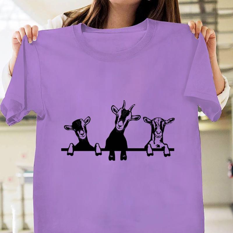 Funny Sheep Pattern Printed T-Shirt Fashion Funny Casual Loose Sheep Round Neck Short Sleeve Shirt Cute Sheep T-Shirt