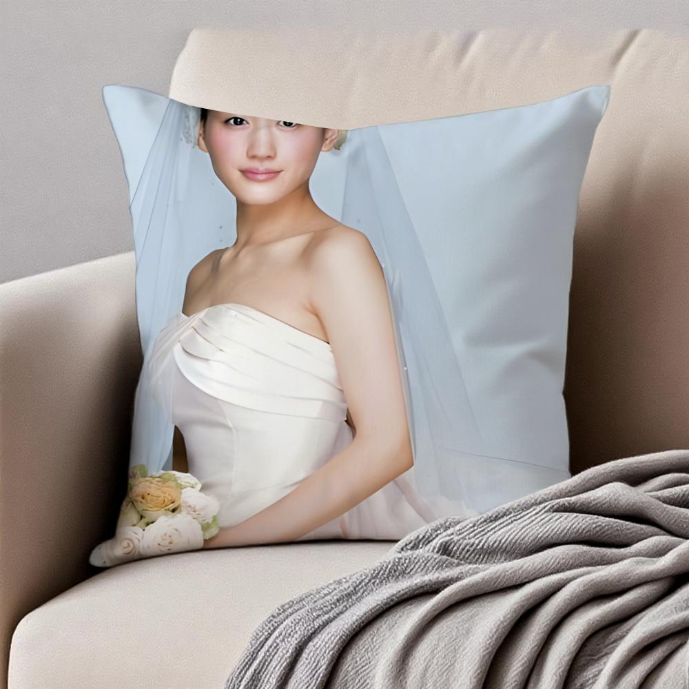

HHaruka Ayase Japanese Star Cushion Cover Pillowcase Antidustmite Invisible Zipper Short Plush Sofa Cushion 30X30cm