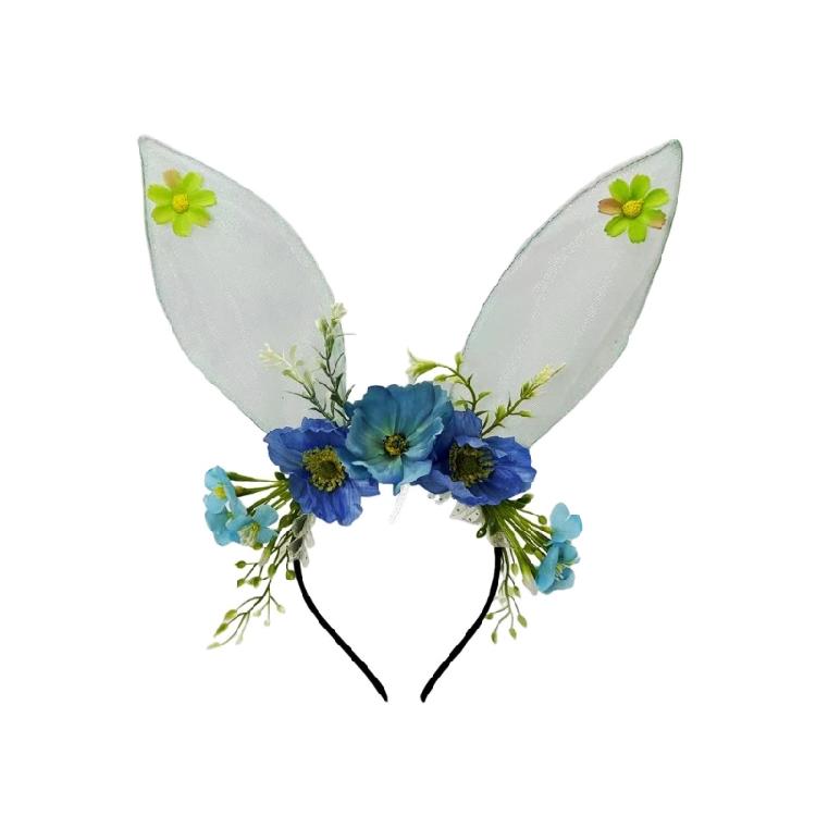 

Festival Rabbit Ears Hair Band Soft Mesh Plastic Holiday Theme Hair Decoration Comfortable Wear for Children Adults синий