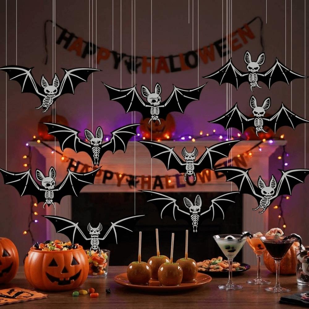 PP Material Bat Stickers Fluorescent Luminous Decor Spooky Hanging Ornaments Ceiling Decor