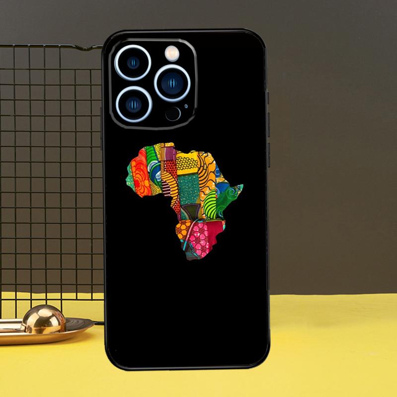Map of Africa African Fabrics Phone Case For iPhone 13 12 14 11 16 15 Pro Max Plus Mini 7 8 X XR XS Max Cover