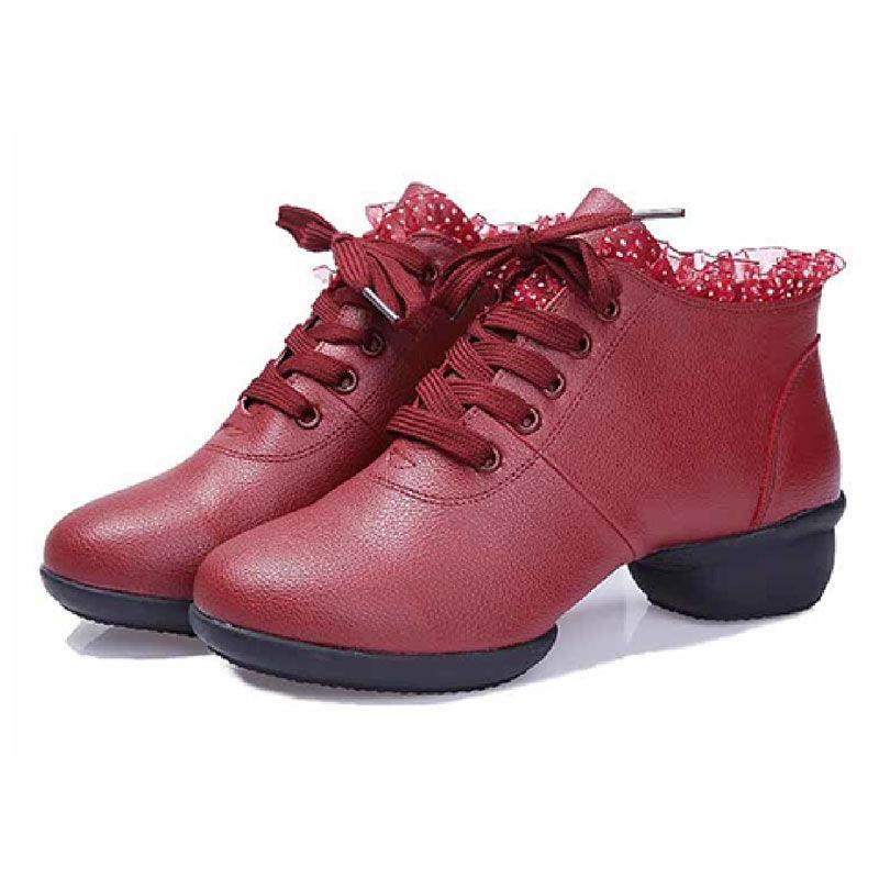 Women's Modern Ballroom Mid-Calf Dance Boots - Soft Sole, Mid-Heel.
