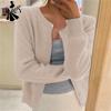 Women's Fashion Casual Fall Winter Solid Color Print Long Sleeve O-Neck Sweaters