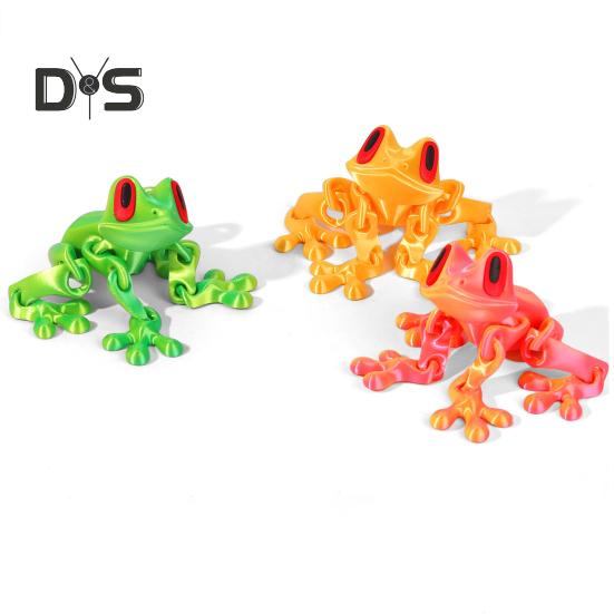 3D Printed Magnetic Frog Articulated Frog with Movable Joints Flexible Animal Stress Relief Toy for Home Office Refrigerators Desk Decoration