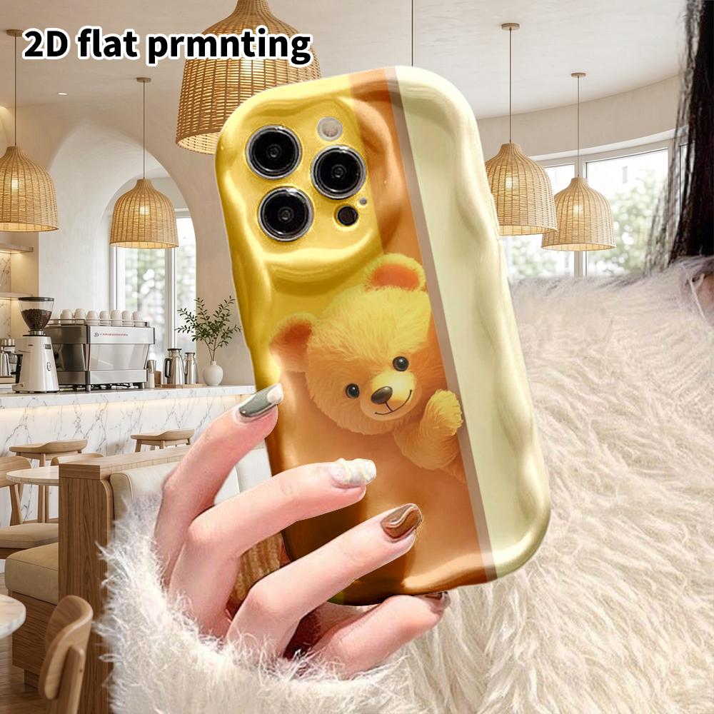 Phone Case: 2D Flat Design Cases Suitable for iPhone 18, 17, 16, 15, 14, 13 Pro, Couple Style, Yellow Bear, Christmas and Halloween Gifts