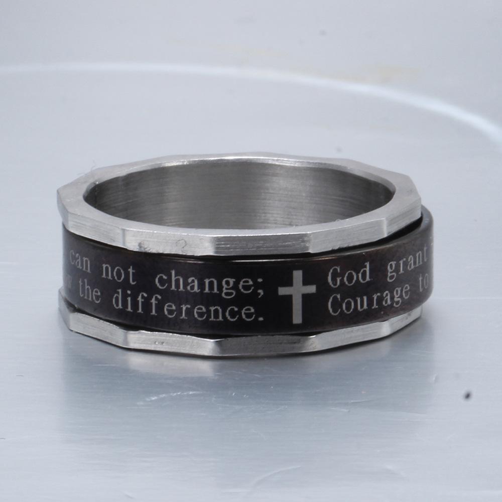 Herren 8MM Drehbar Kreuz Rhombus Kante Edelstahl Mode Ring