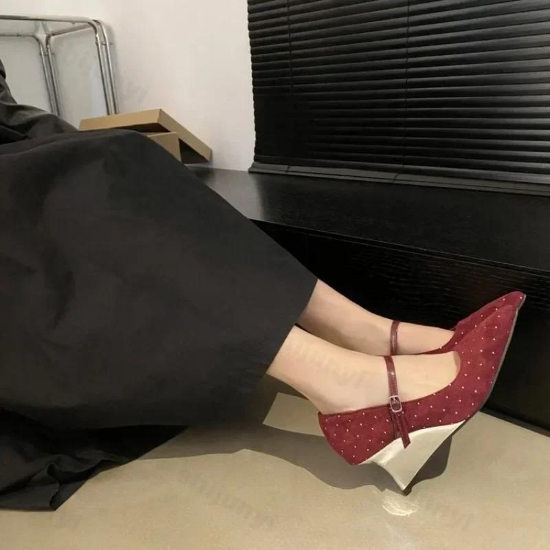 Fashion 2025 Summer Trend Pumps Women High Heels Wedges Elegant Mary Jane Shoes Pointed Toe Heeled Sandals Woman