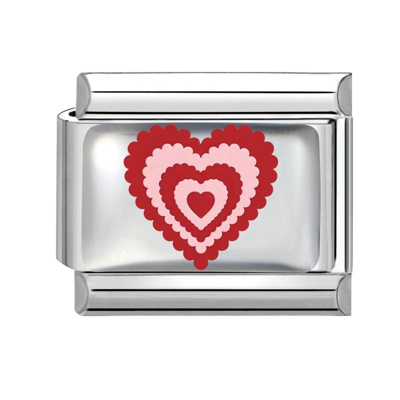 1 Piece 304 Stainless Steel Fashion Red Italian Charm Links For DIY Bracelet Jewelry Making Fit 9mm Rectangle 10mm x 9mm