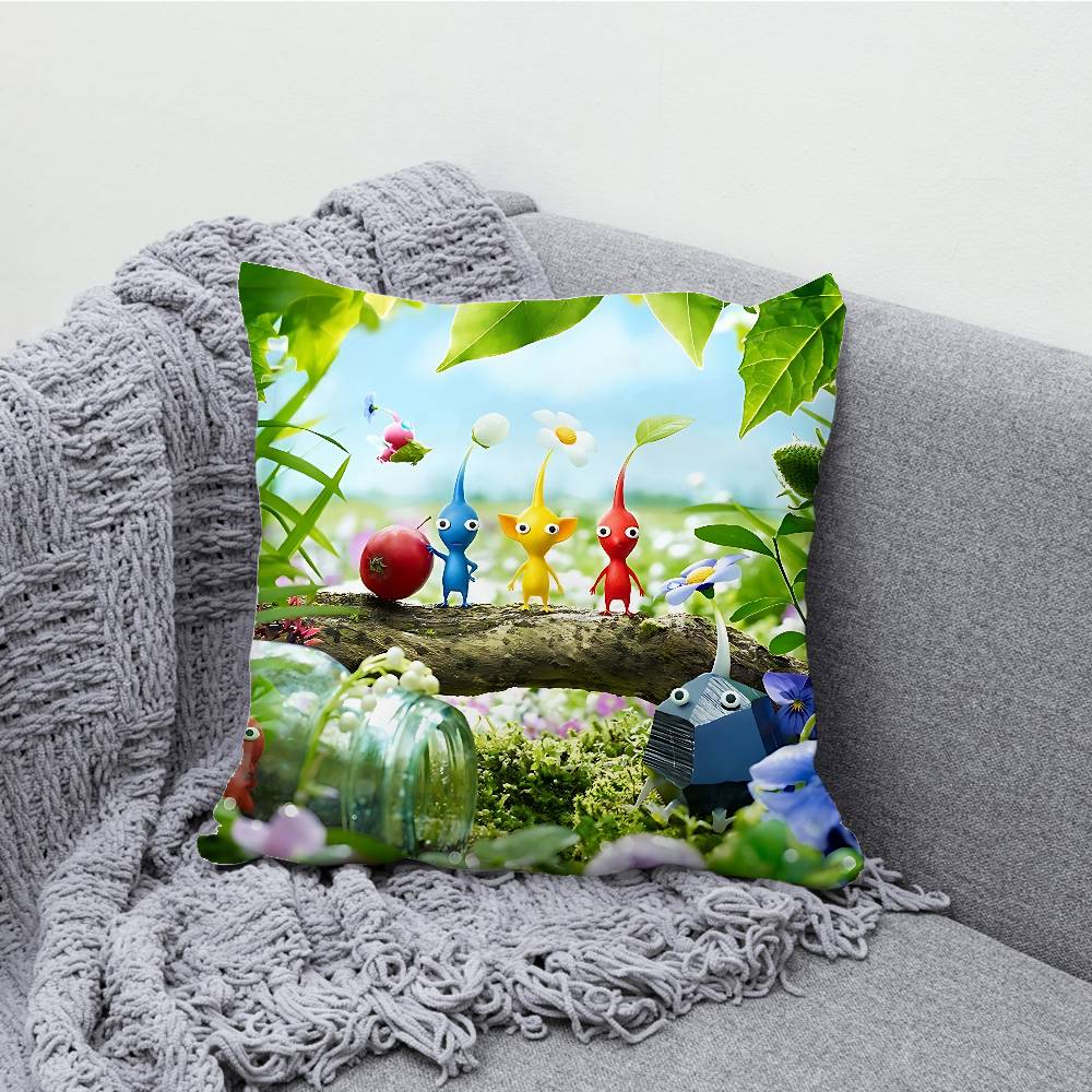 P-Pikmin Pillowcases Bedroom Living Room Sofa Home Decor Polyester Cushion Cover with Zipper