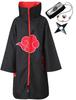Capa Akatsuki Uchiha Itachi para Crianças Adultos Longa Preta Capas Halloween Carnaval Cosplay Fantasia com Acessórios