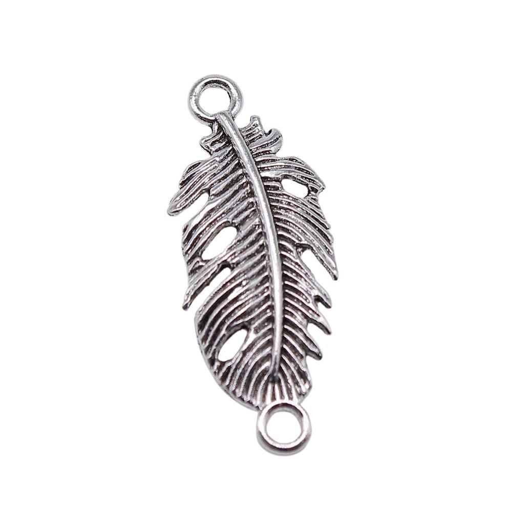 Feather Charm Angle Connectors For Bohemian Style Jewelry Vintage Pendants