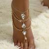 Multi Layer Copper Claw Chain Anklets Beach Banquet Party Jewelry Fashion Water Drop Foot Chain
