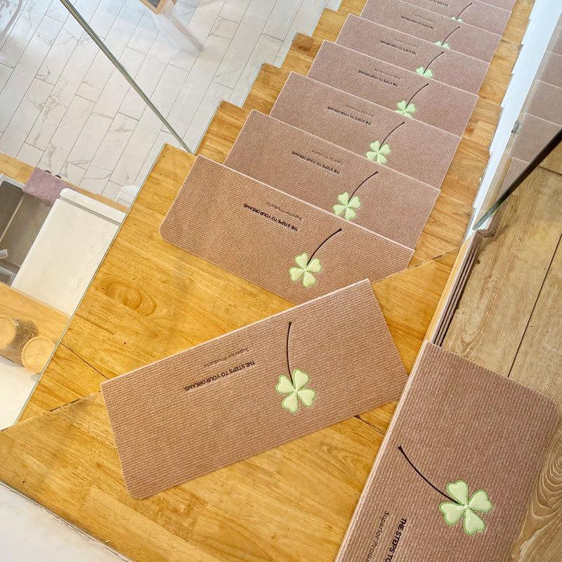 Luminous Self-Adhesive Stair Tread Mats - Splicable, Glue-Free, Solid Wood Protection Carpets