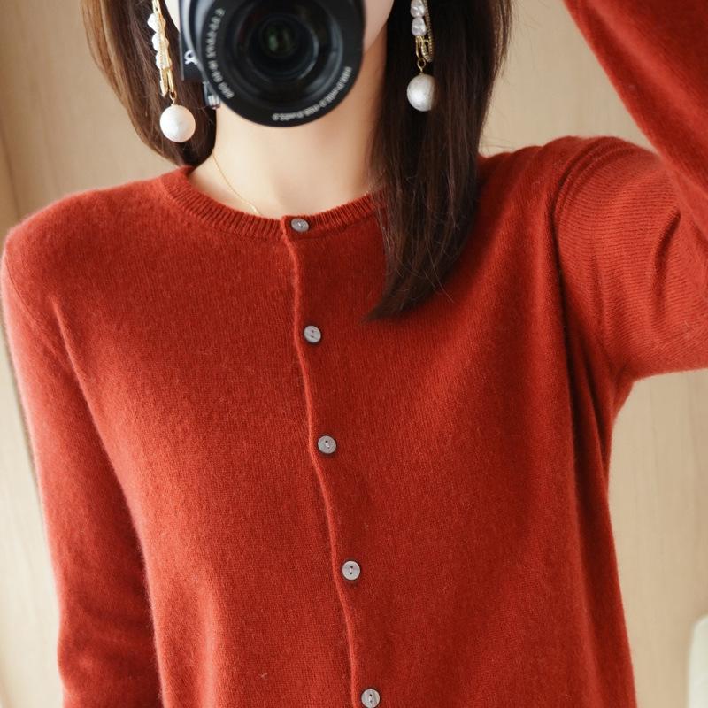 INDFS Damenmode Lässig Herbst Winter Einfarbig Druck Langarm O-Ausschnitt Pullover