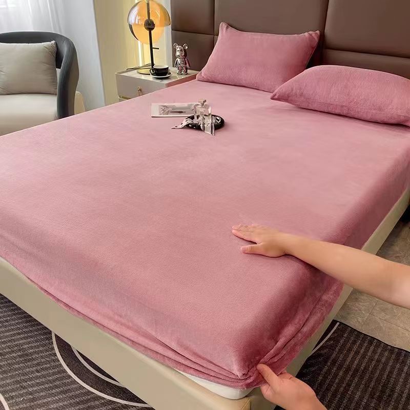 2026 New Universal Elastic Band Fitted Sheet Mattress Cover Winter Super Soft Warm Flannel Thicken King Double Bed Bed Linens Dust Protector