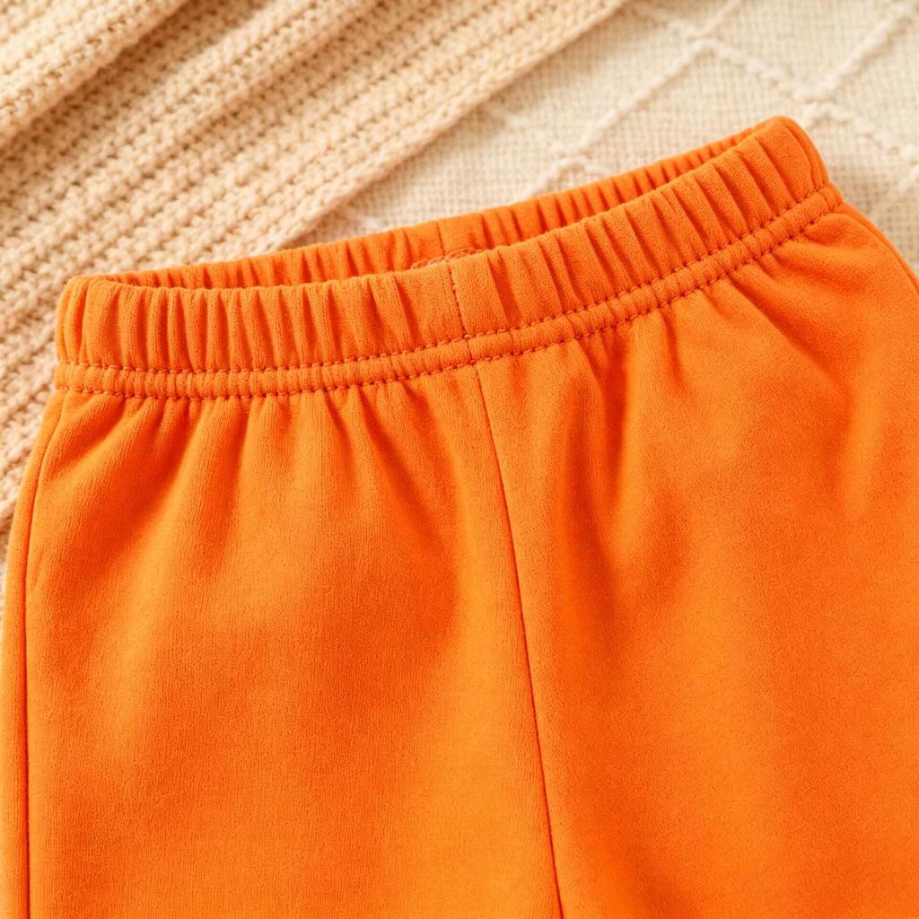 Girls' Pumpkin Embroidery Plaid Suit - Doll Collar Top & Flare Pants Two-Piece Set for Autumn/Halloween 2026