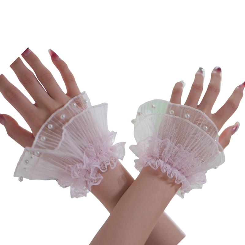 Artificial Pearls Lace Arm Sleeves Faux Cuff Sleeves For Women Photography Wear