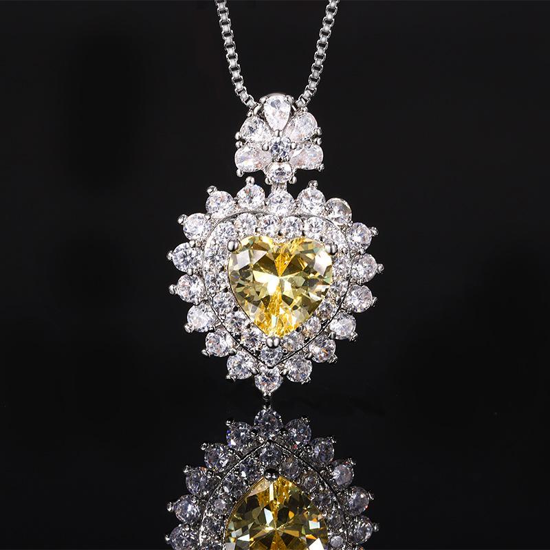 Jewelry Copper Bottom Gold-Plated Simulation Red Corundum Heart-Shaped Temperament Set Heroine Stone 8 * 8