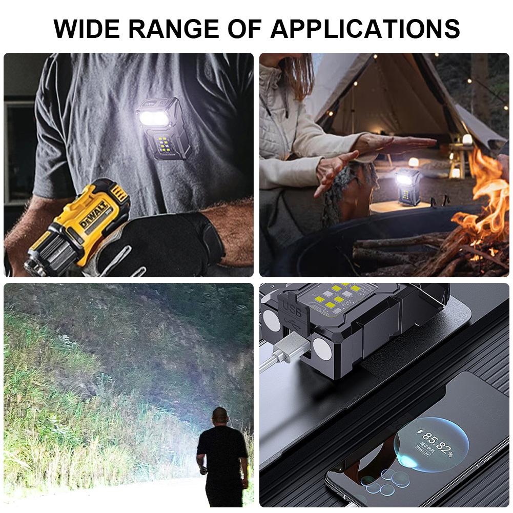 COB SMD Pocket Emergency Lantern Power Display Powerful Mini Torch Rotatable LED Keychain Flashlight for Camping Fishing Walking