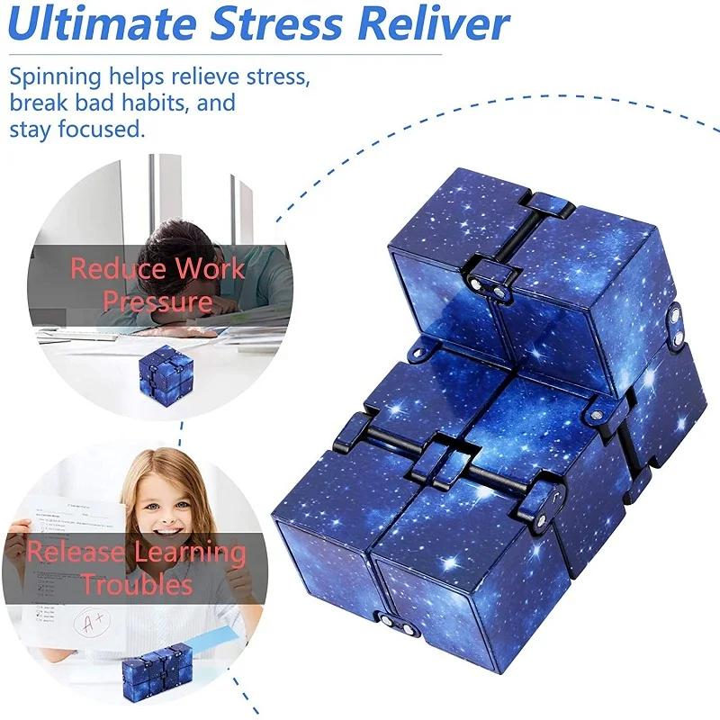 Infinity Cube Fidget Toy Adhd Anxiety Relief Magic Finger Puzzle Game Stress Relief Sensory Toy For Autism Children Adults Hand