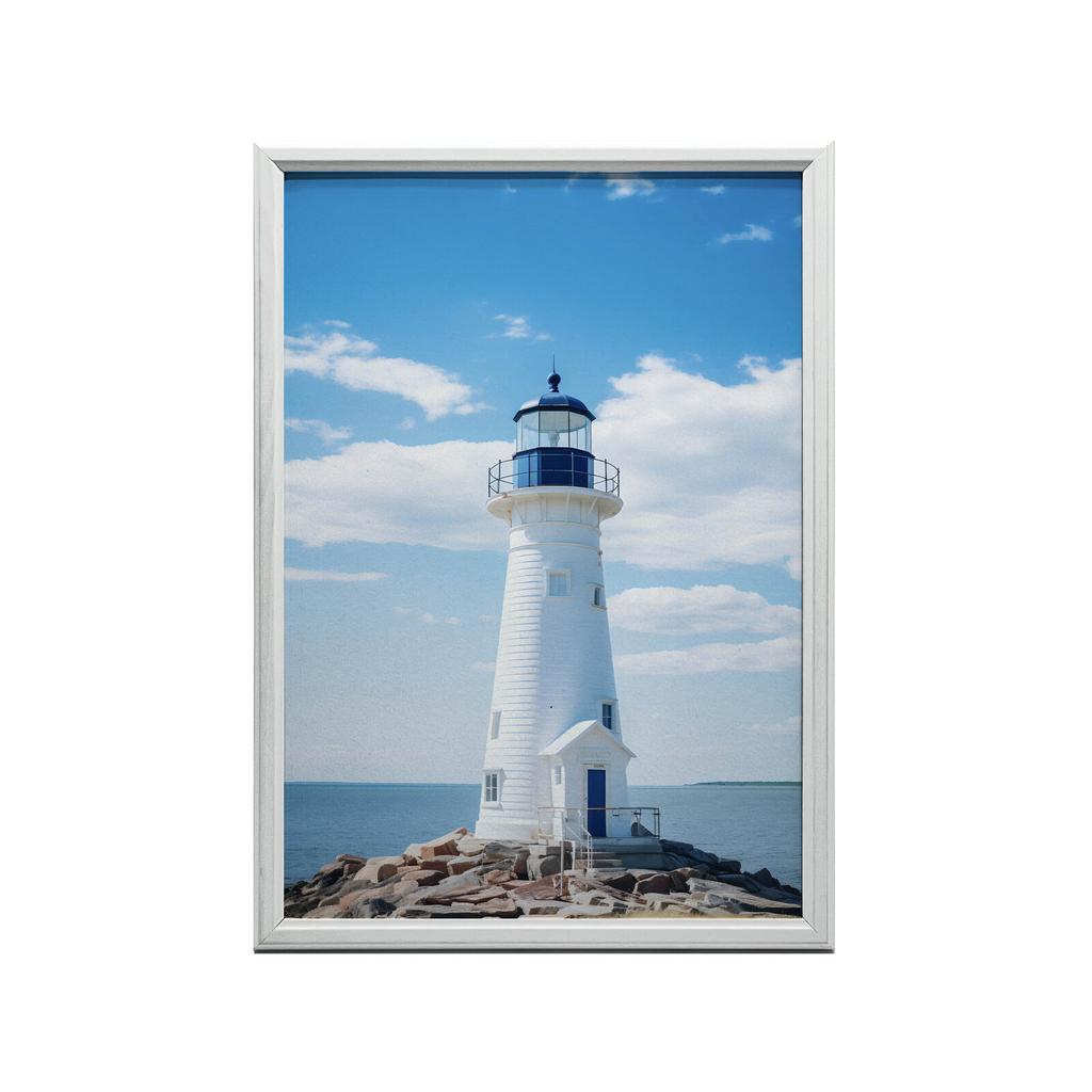 Seaside Lighthouse Seaside Lighthouse, 70X100 Cm, Dark Brown Wooden Frame, 230 Gsm Matte Paper