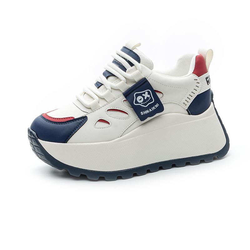

Spring new casual inner heightening thick-soled lace-up color matching student sports shoes small single shoes women s shoes 40