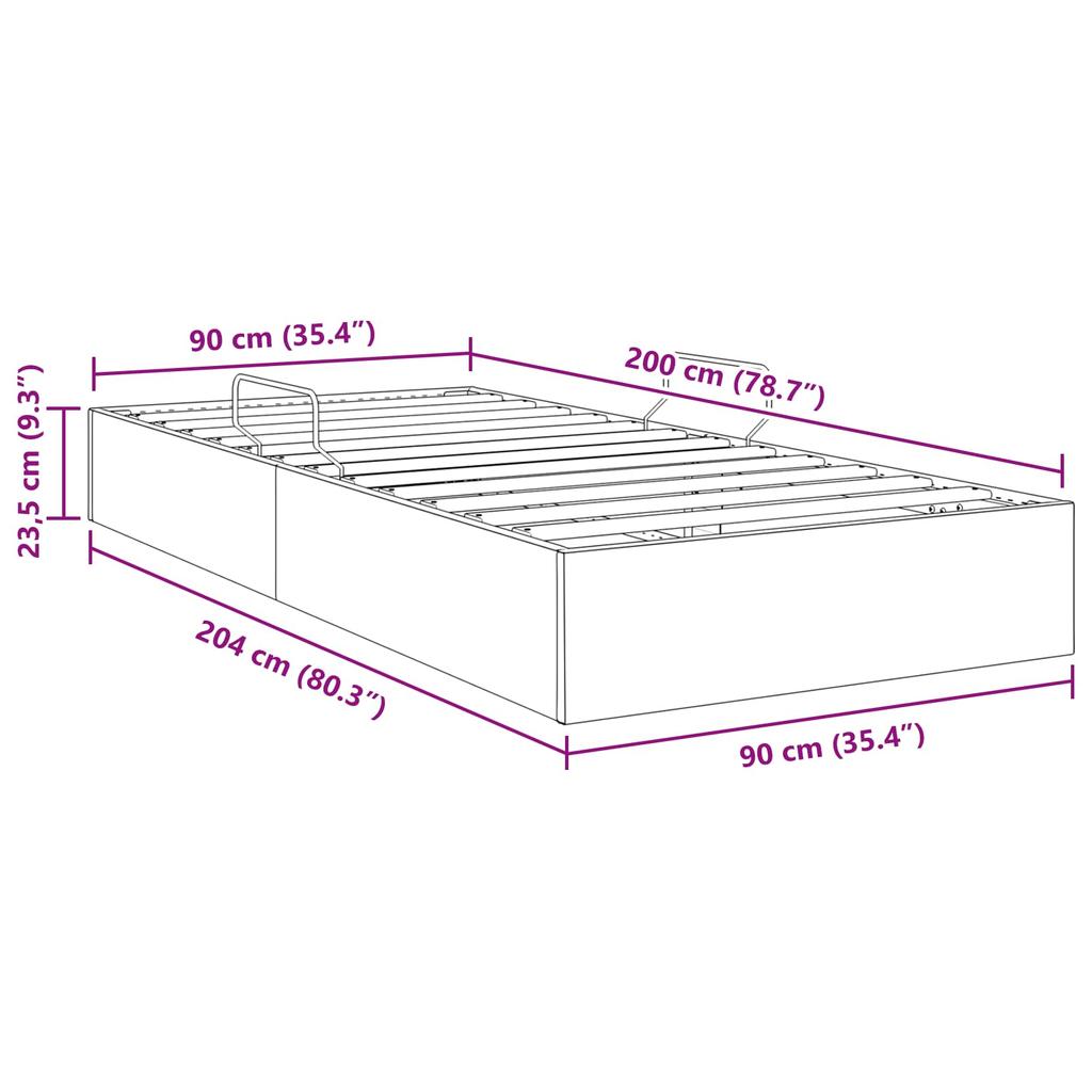 Ottoman Bed Frame with Storage Light Grey 90 x 200 cm Velvet