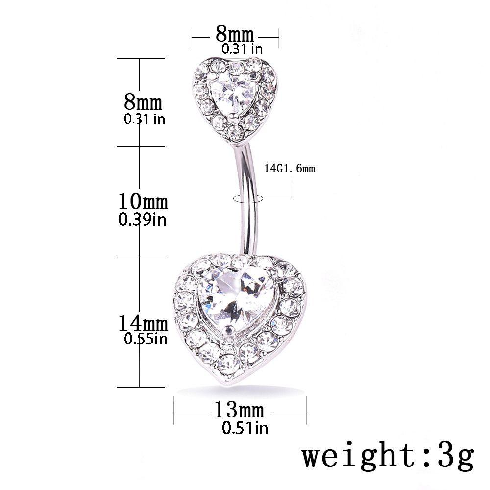 Liebe Zirkon Bauchnabelring Strass Körperpiercing Schmuck Doppelherz Bauchnabelring Mädchen