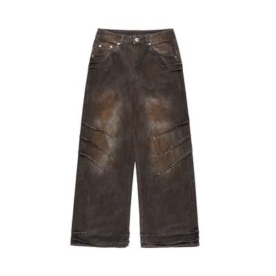 Calças Jeans Masculinas JYL Streetwear Americano Hip-hop Rasgadas Tendência Soltas Moda Calças Jeans Retas