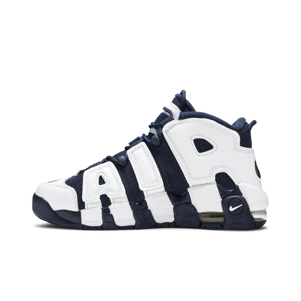 Nike Air More Uptempo Grade School 'Olympic' 2016 (Unisex) White / Mid Navy-Metallic Gold Kids' Basketball Shoes 415082 104