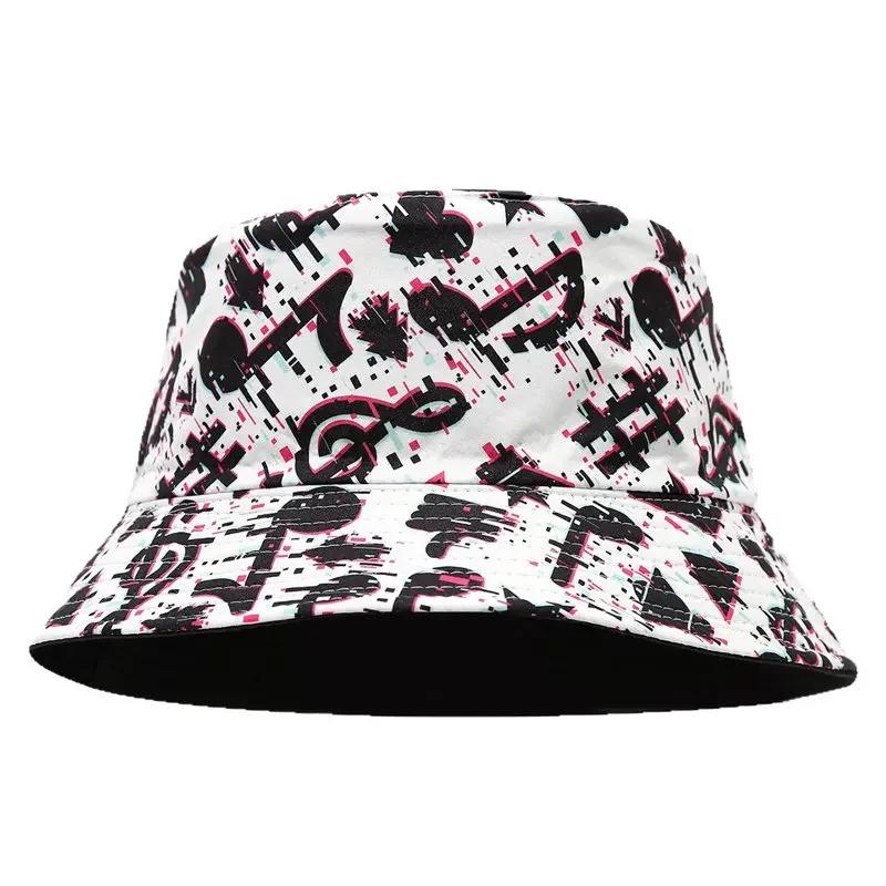 Spring and Summer Polyester Print Bucket Hat Fisherman Hat Outdoor Travel Sun Cap for Men and Women 192